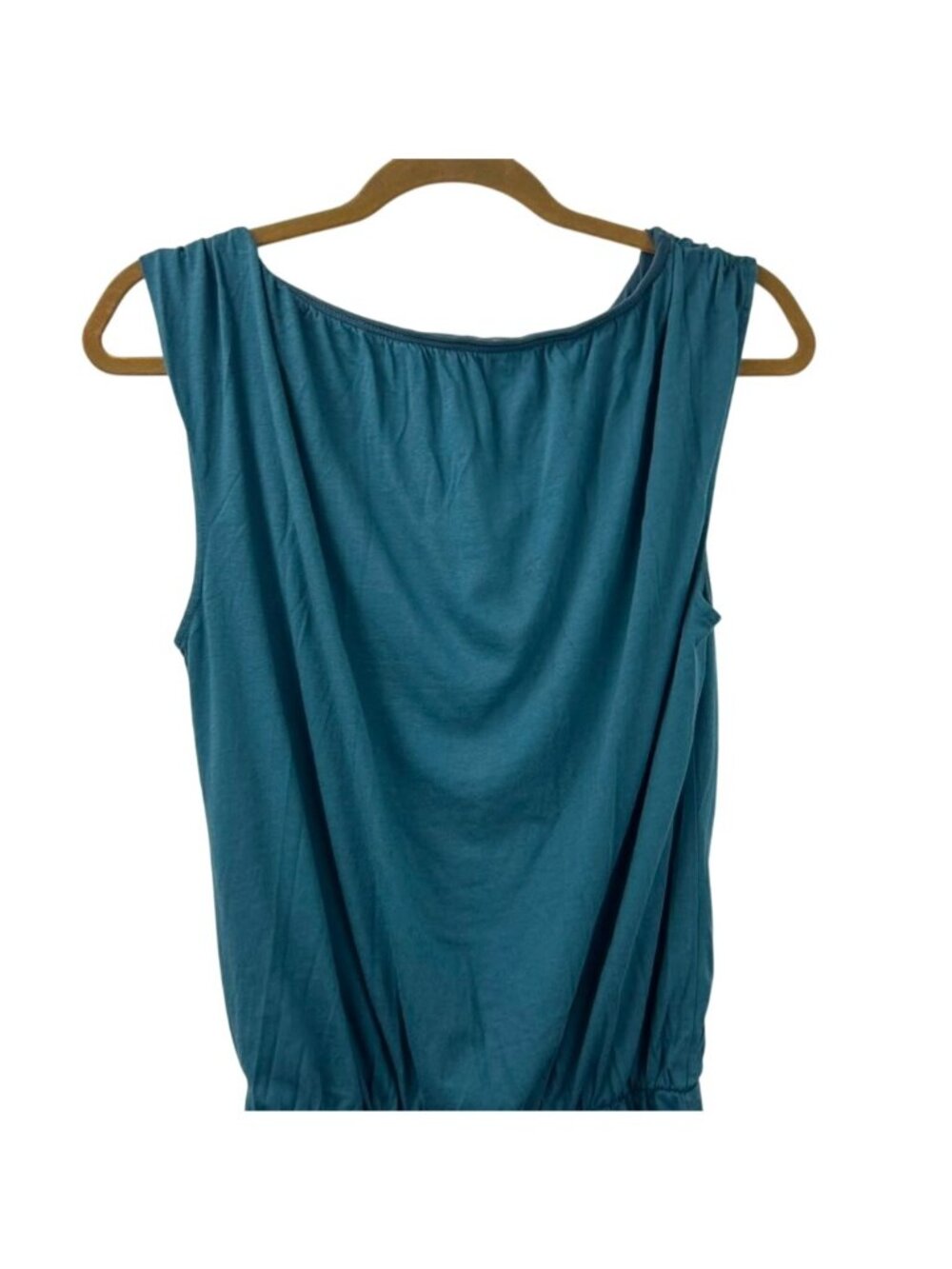 Garnet Hill Blouson Boatneck Knit Dress Women's Medium Teal Blue Organic Cotton - Picture 14 of 16